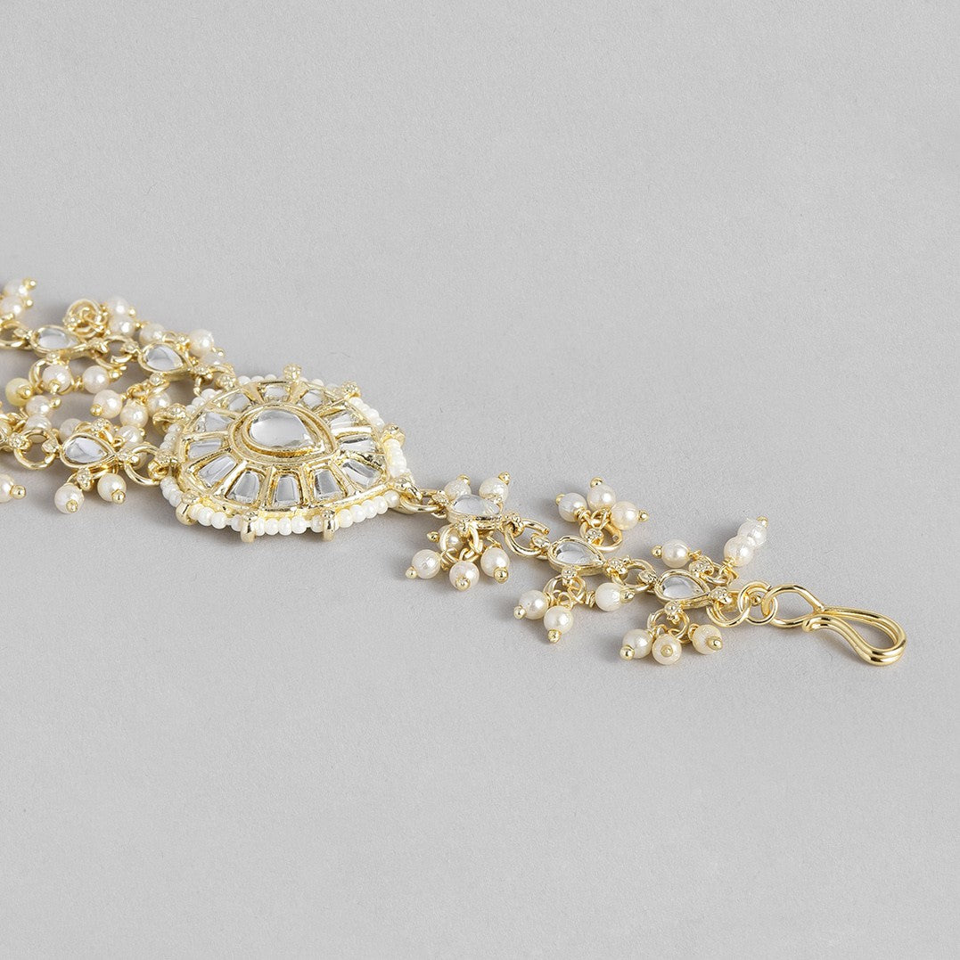 Laida Gold-Plated and White Kundan Studded Mathapatti